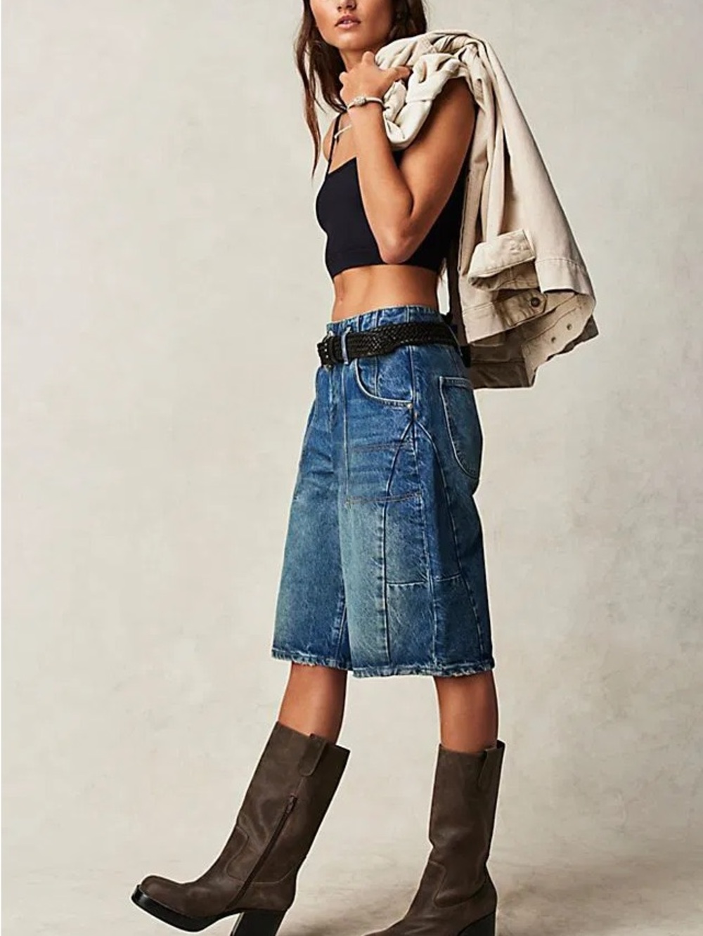 Free People denim barrel Shorts - Picture 3 of 7